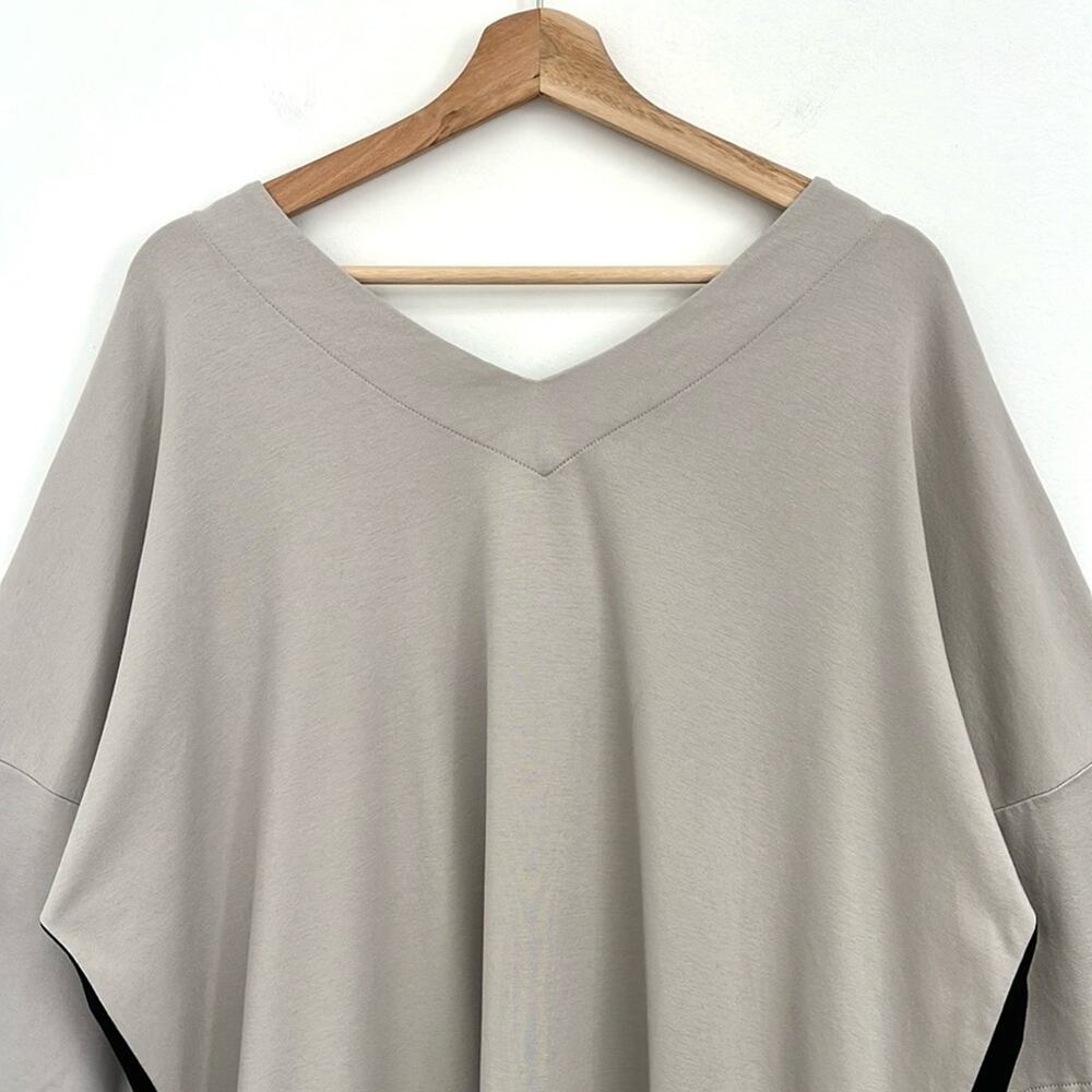 IRIDIUM Pima Cotton Colorblock Artsy Lagenlook V-Neck Relaxed Tunic Top Large - Picture 5 of 14